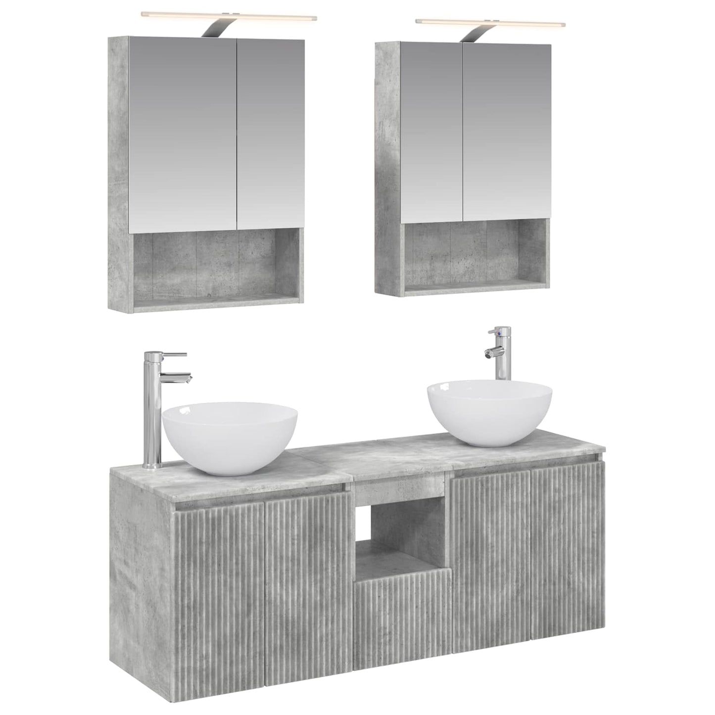 Baderomsskapsett 5 pcs Betonggrå 50 x 14,5 x 70 cm