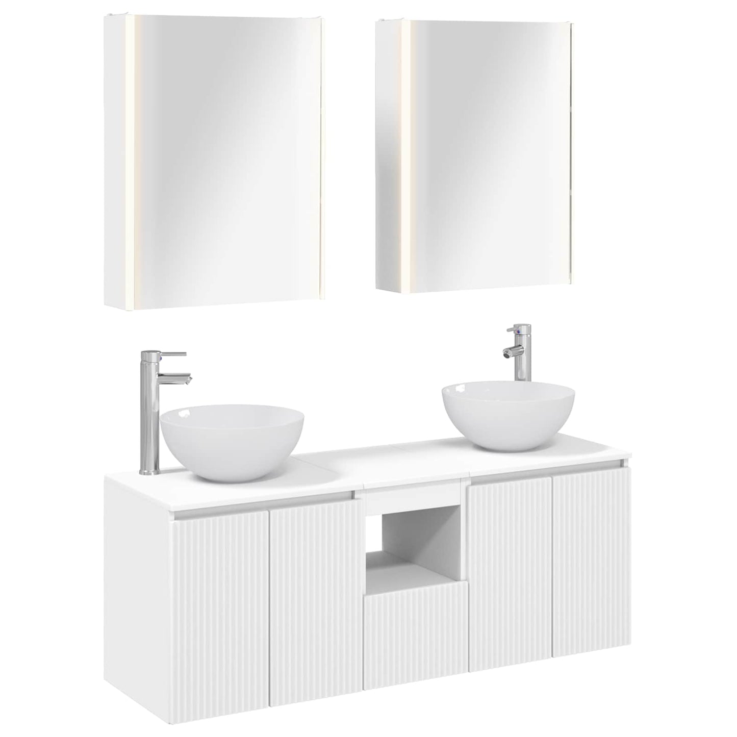 Baderomsskapsett 5 pcs Hvit 53 x 15,5 x 70 cm Konstruert tre