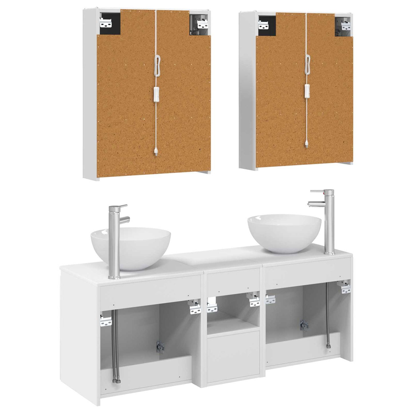 Baderomsskapsett 5 pcs Hvit 53 x 15,5 x 70 cm Konstruert tre