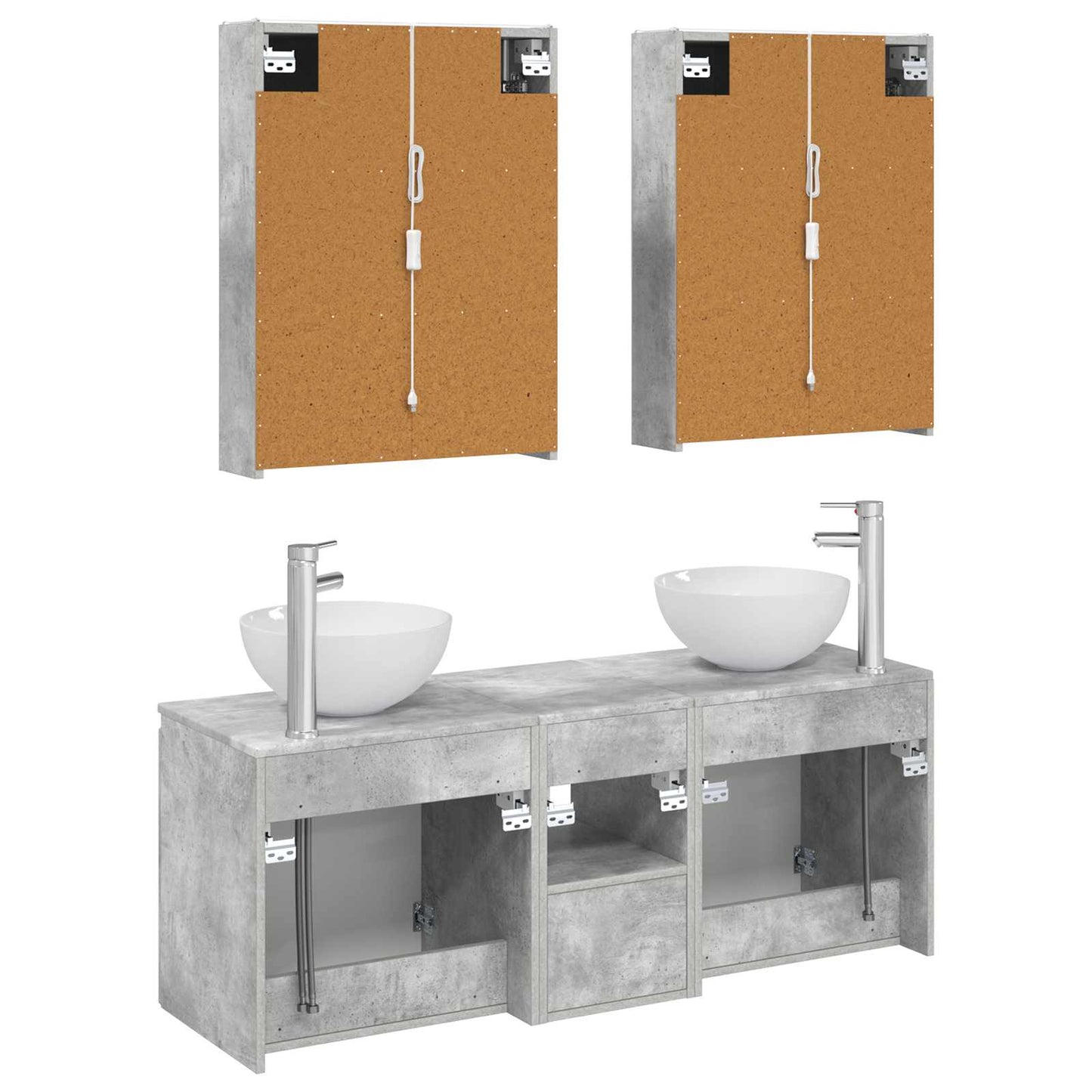 Baderomsskapsett 5 pcs Betonggrå 53 x 15,5 x 70 cm