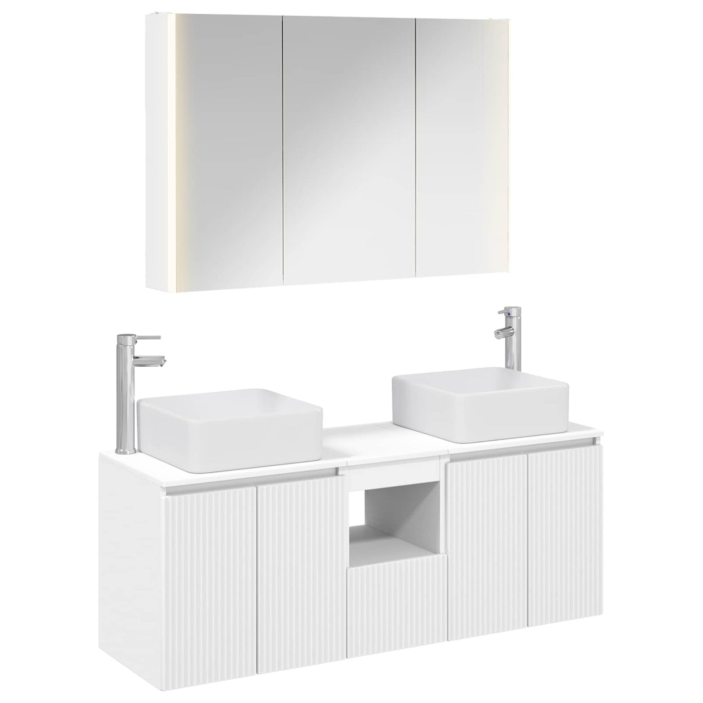 Baderomsskapsett 4 pcs Hvit Konstruert tre