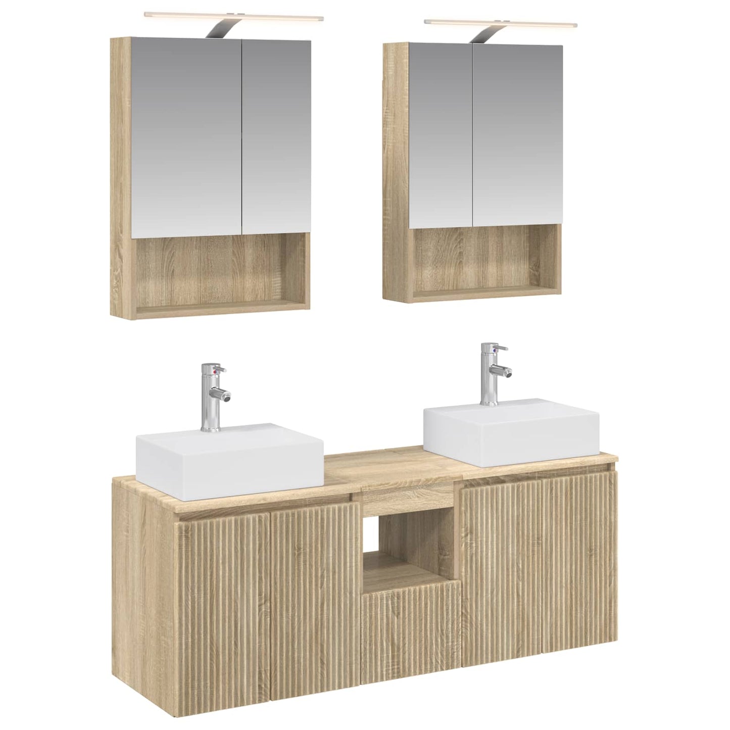 Baderomsskapsett 5 pcs Sonoma eik Konstruert tre
