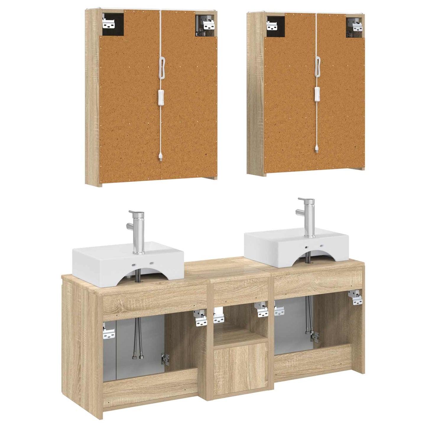 Baderomsskapsett 5 pcs Sonoma eik Konstruert tre
