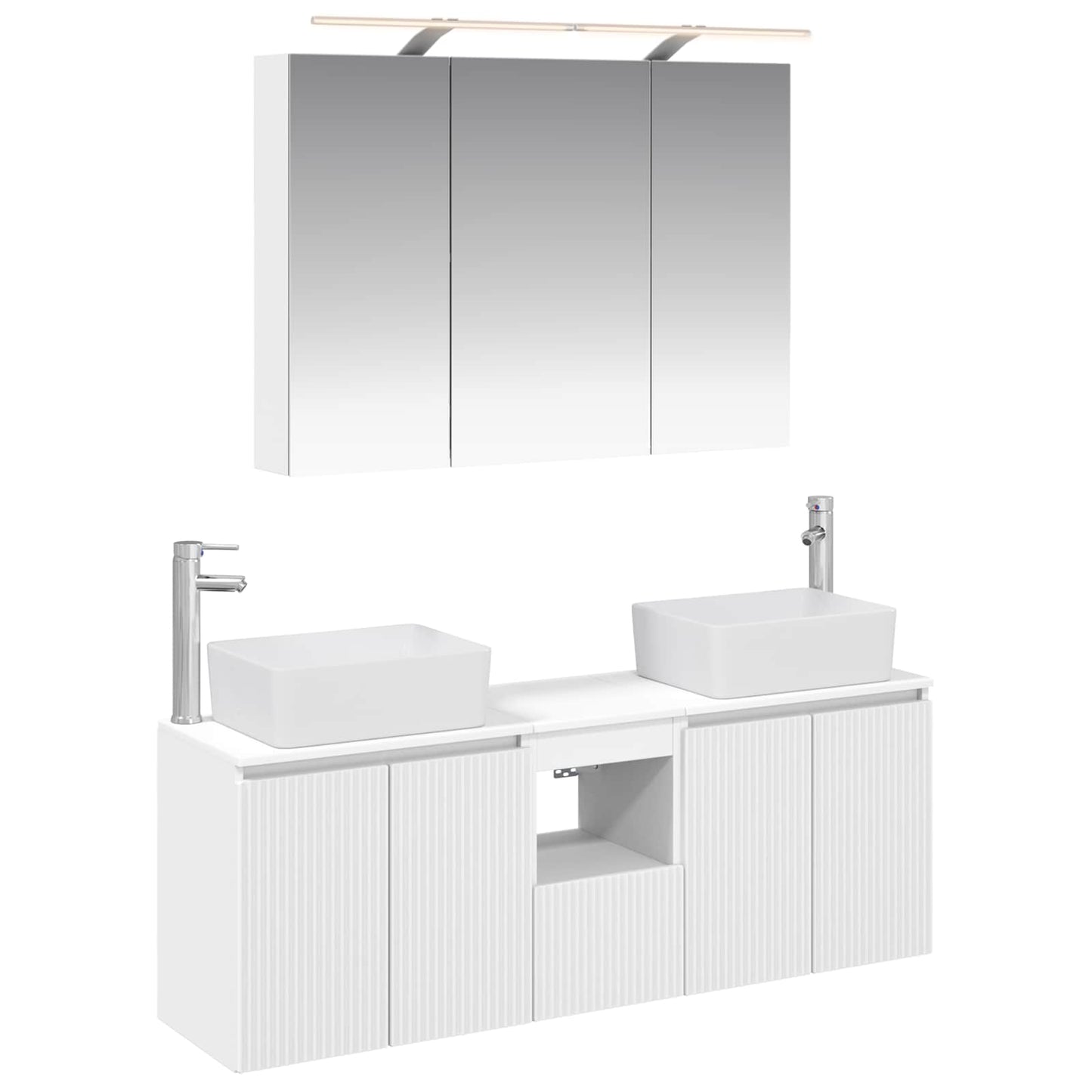 Baderomsskapsett 4 pcs Hvit Konstruert tre