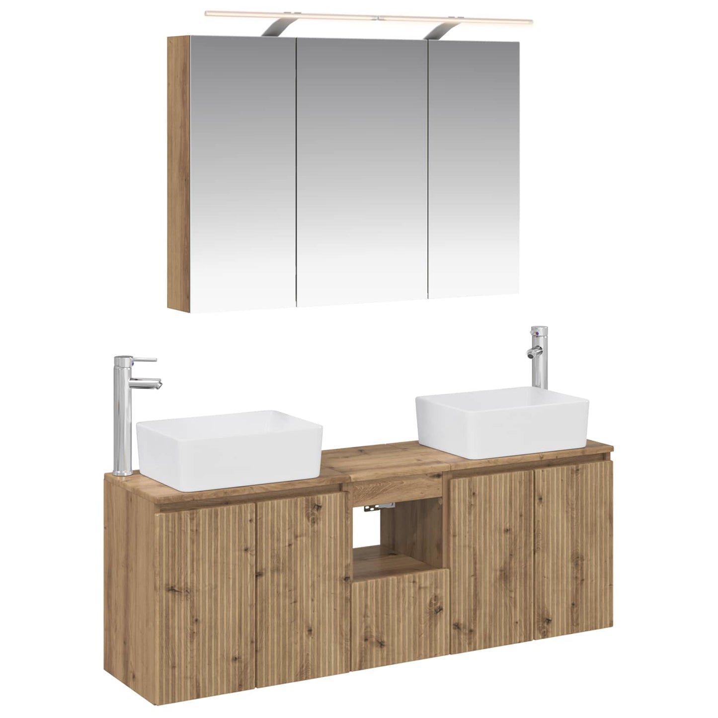 Baderomsskapsett 4 pcs Artisan eik Konstruert tre