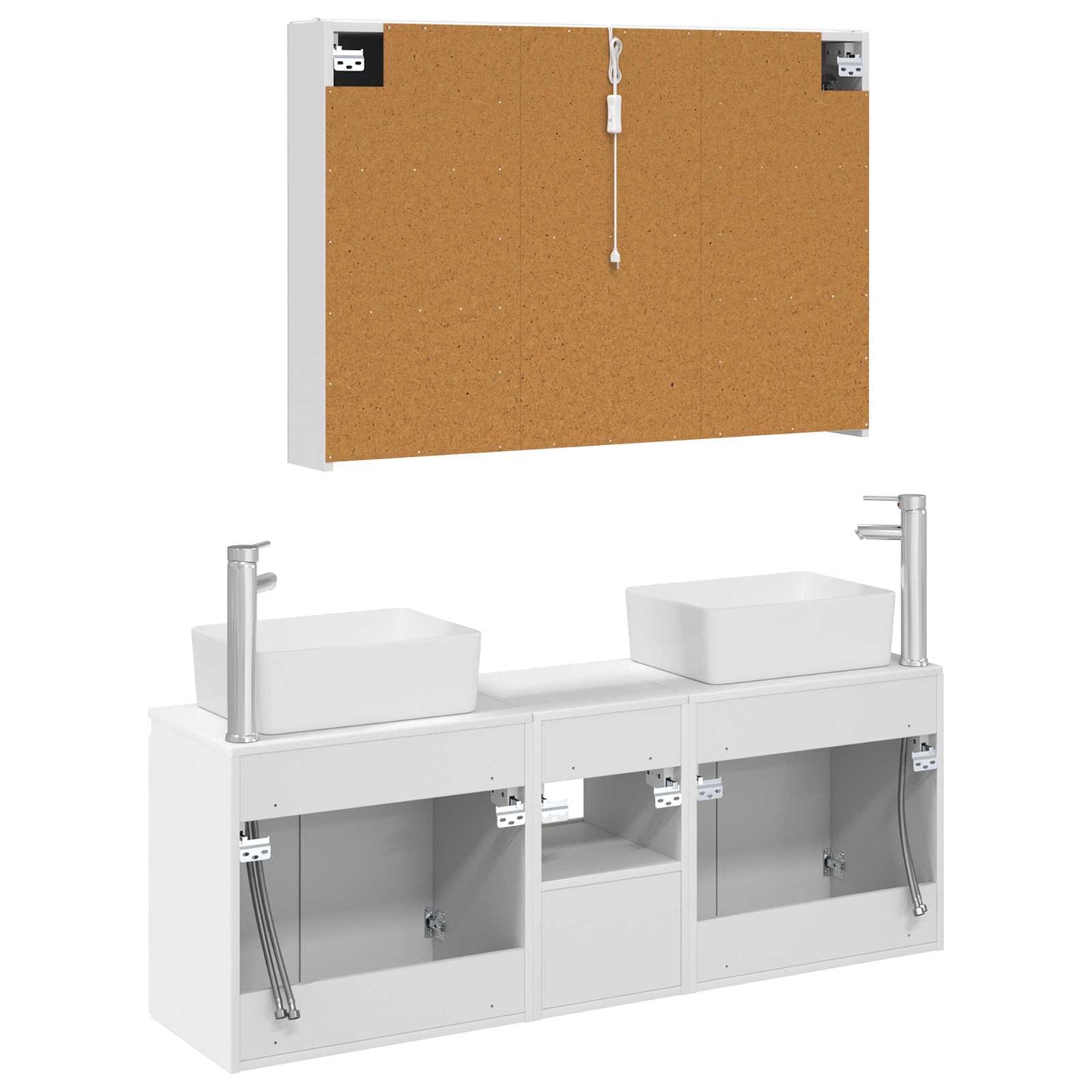 Baderomsskapsett 4 pcs Hvit Konstruert tre