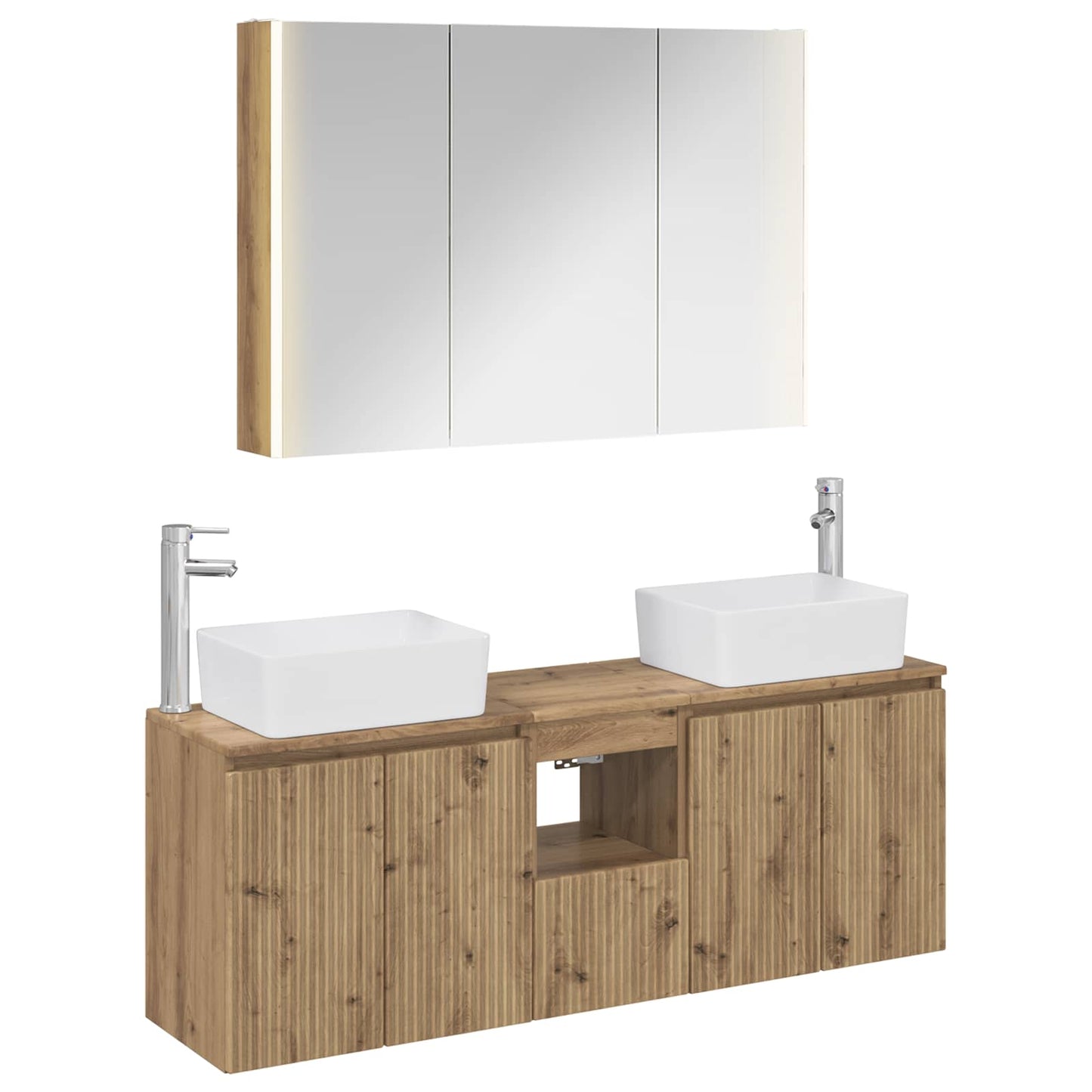 Baderomsskapsett 4 pcs Artisan eik Konstruert tre