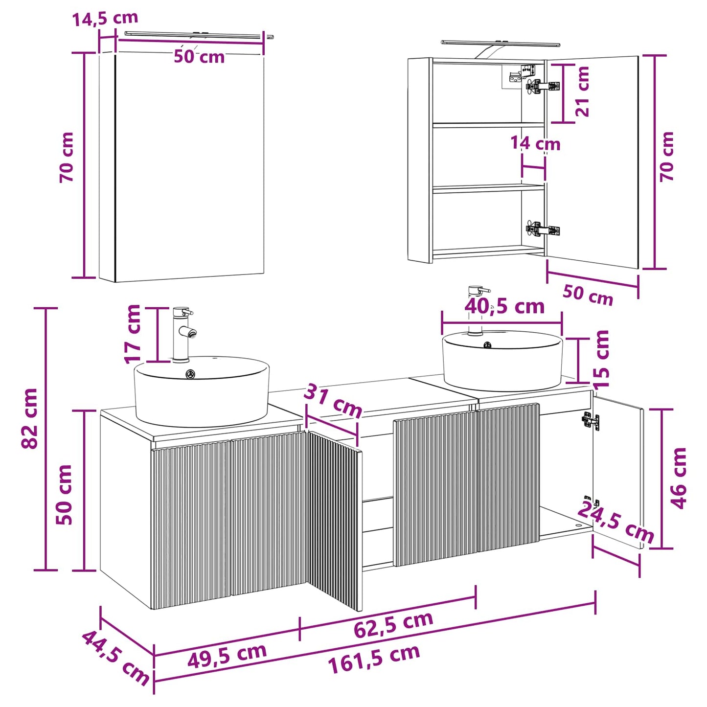 Baderomsskapsett 5 pcs Sonoma eik Konstruert tre