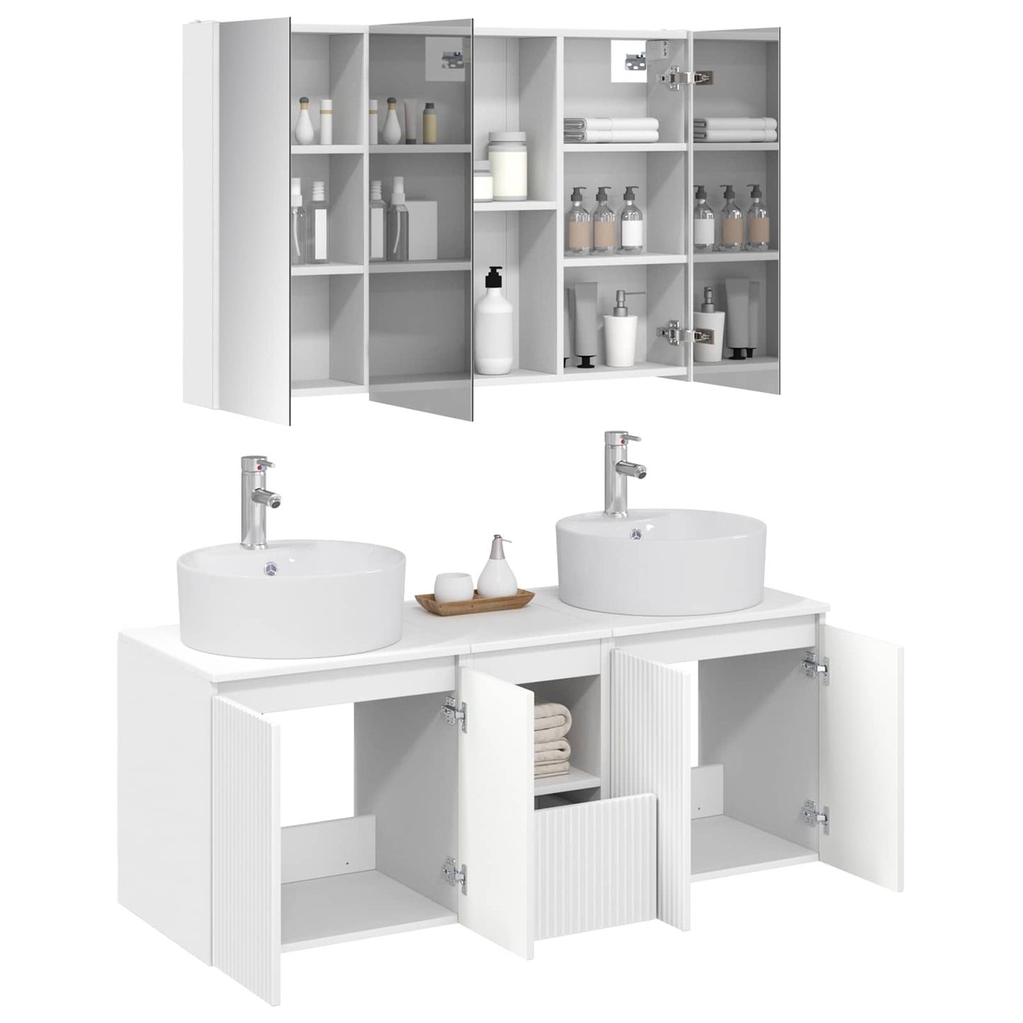 Baderomsskapsett 4 pcs Hvit Konstruert tre