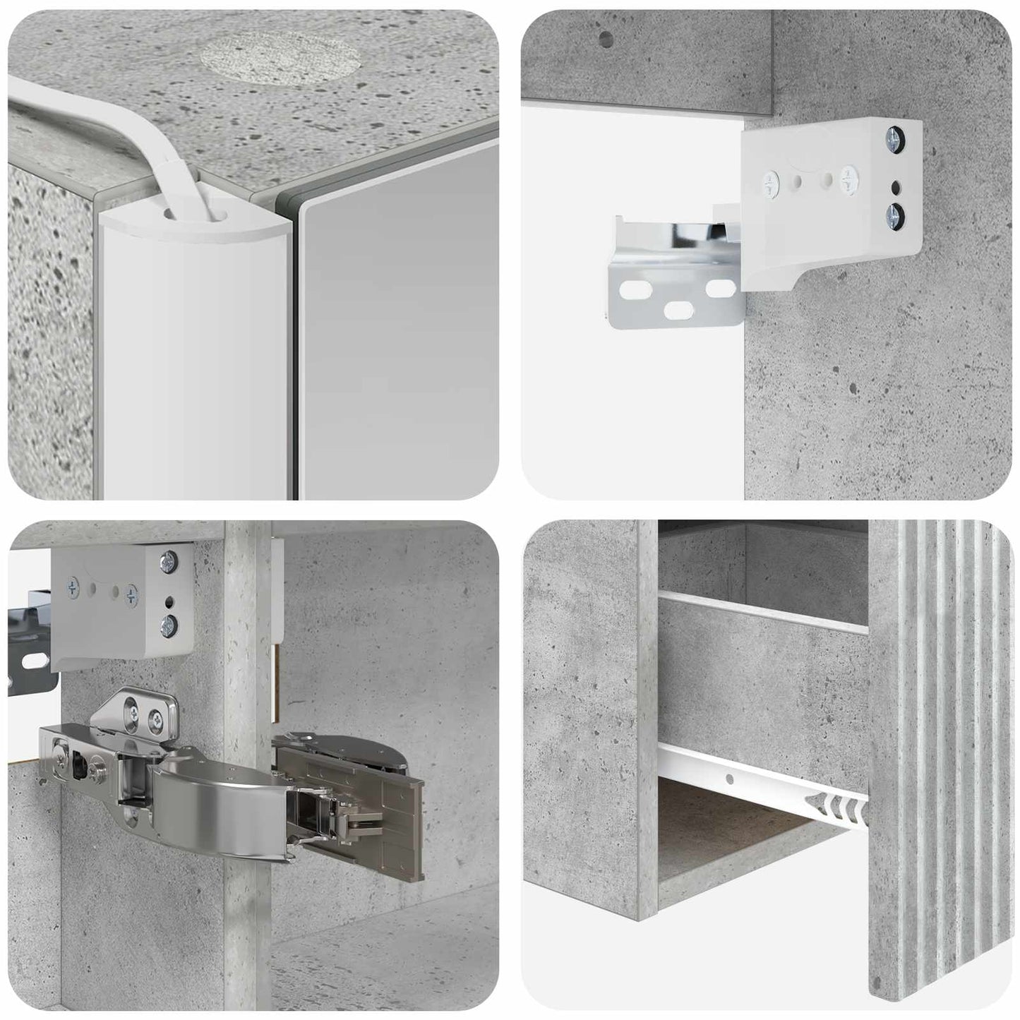 Baderomsskapsett 4 pcs Betonggrå Konstruert tre