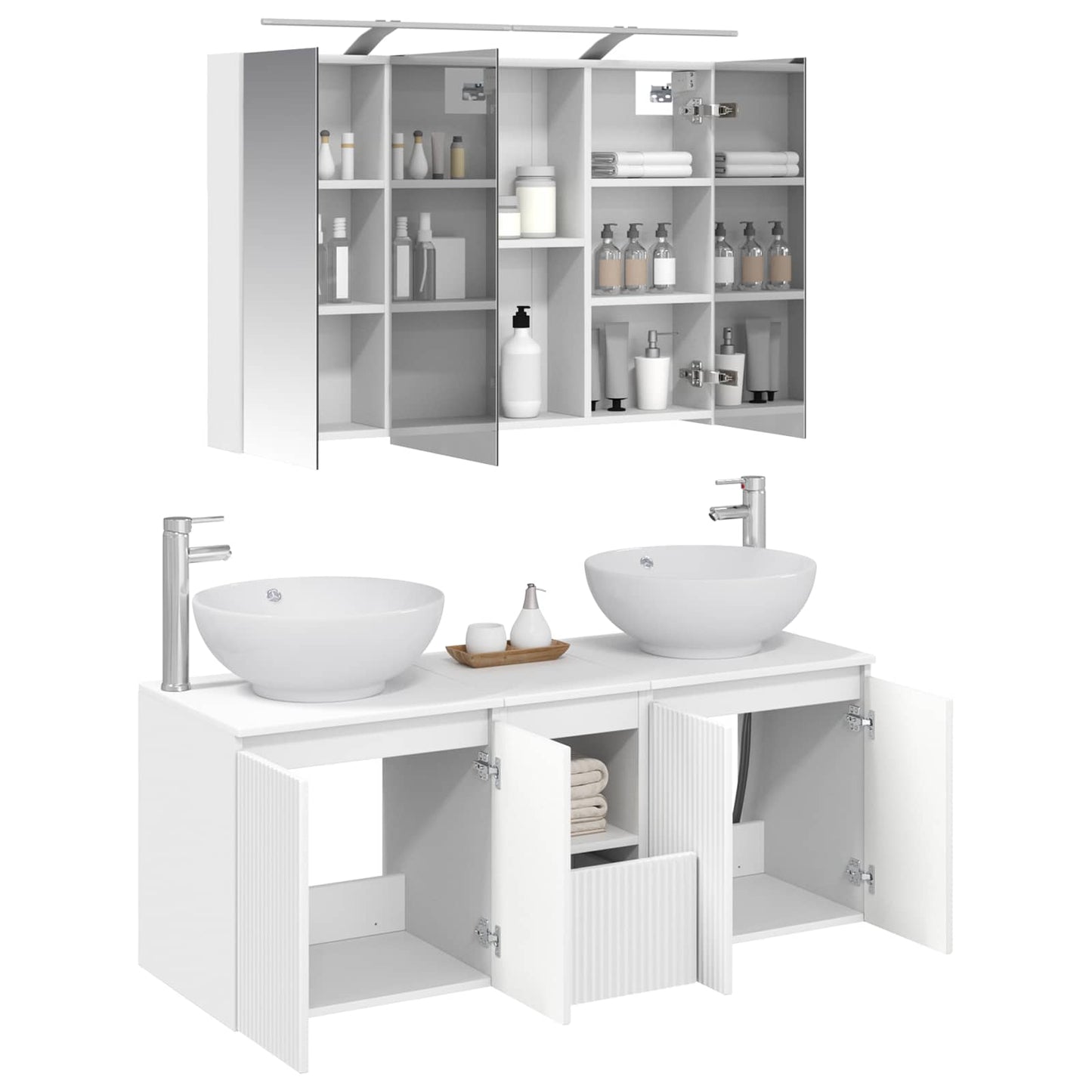 Baderomsskapsett 4 pcs Hvit Konstruert tre