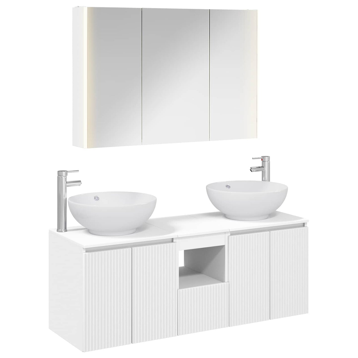 Baderomsskapsett 4 pcs Hvit Konstruert tre