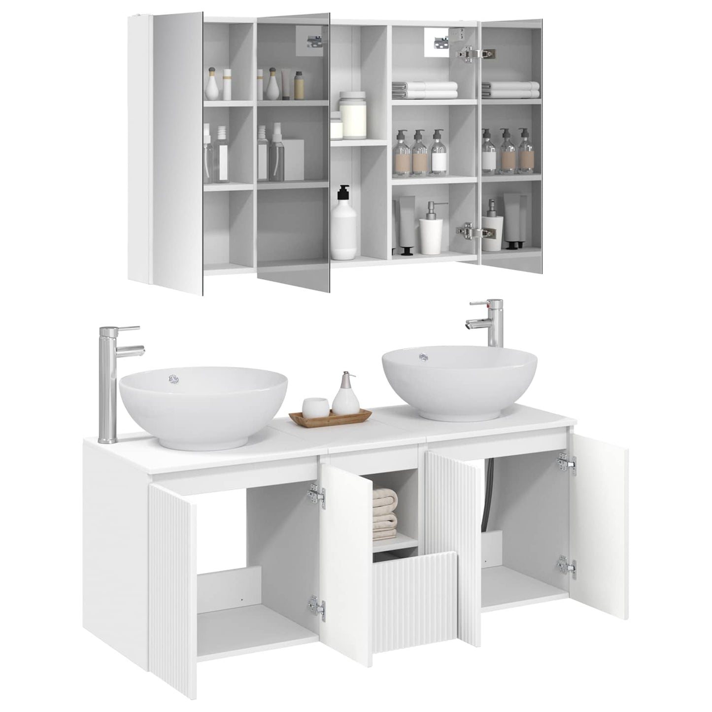 Baderomsskapsett 4 pcs Hvit Konstruert tre