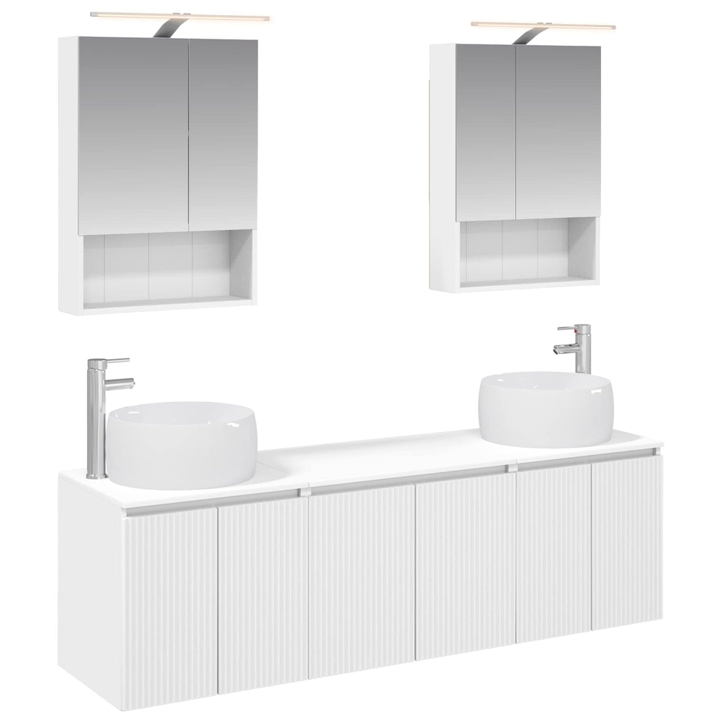 Baderomsskapsett 5 pcs Hvit Konstruert tre