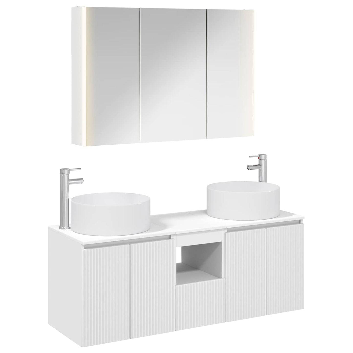 Baderomsskapsett 4 pcs Hvit 103,5 x 15,5 x 70 cm Konstruert tre