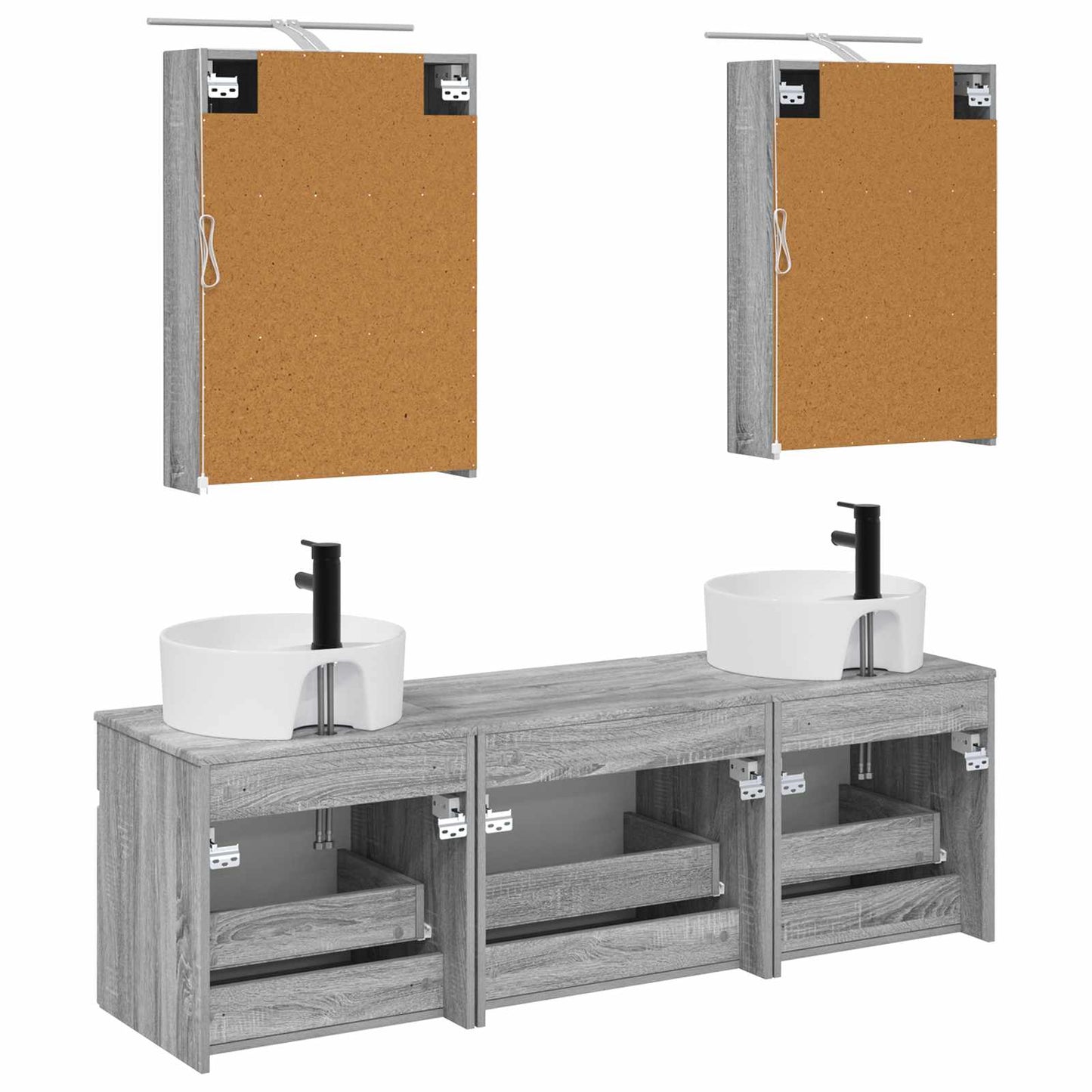Baderomsskapsett 5 pcs Grå Sonoma 50 x 14,5 x 70 cm