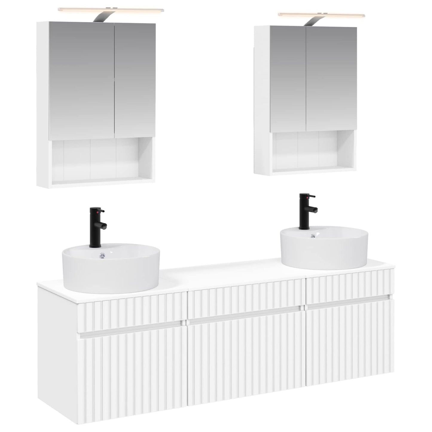 Baderomsskapsett 5 pcs Hvit 50 x 14,5 x 70 cm Konstruert tre