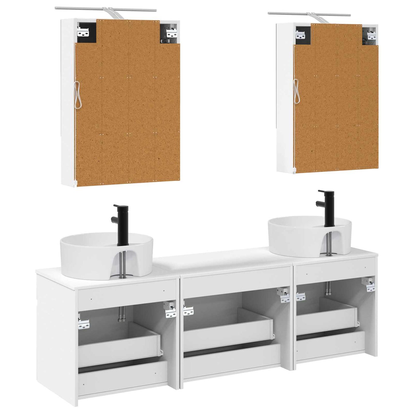 Baderomsskapsett 5 pcs Hvit 50 x 14,5 x 70 cm Konstruert tre
