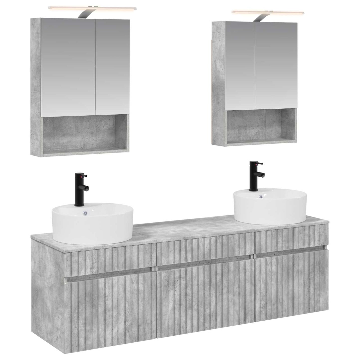Baderomsskapsett 5 pcs Betonggrå 50 x 14,5 x 70 cm