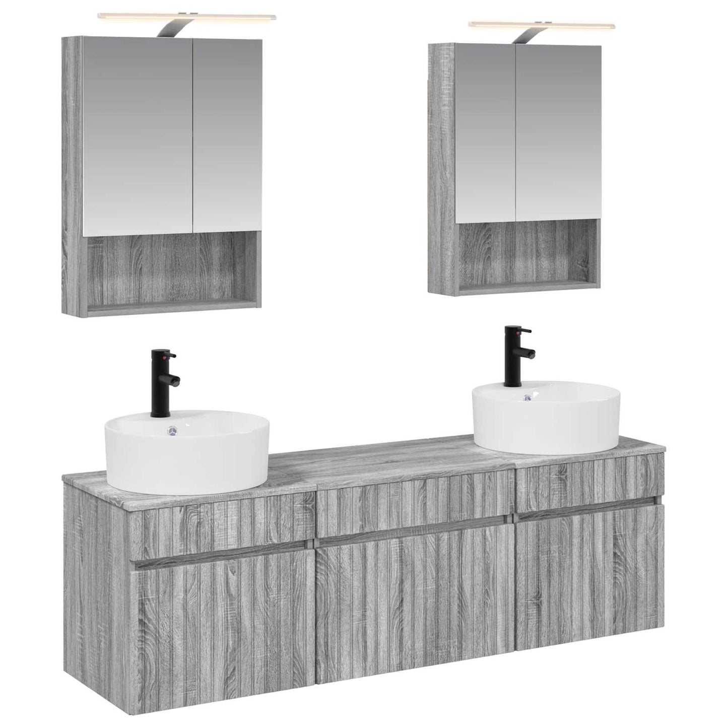 Baderomsskapsett 5 pcs Grå Sonoma 50 x 14,5 x 70 cm
