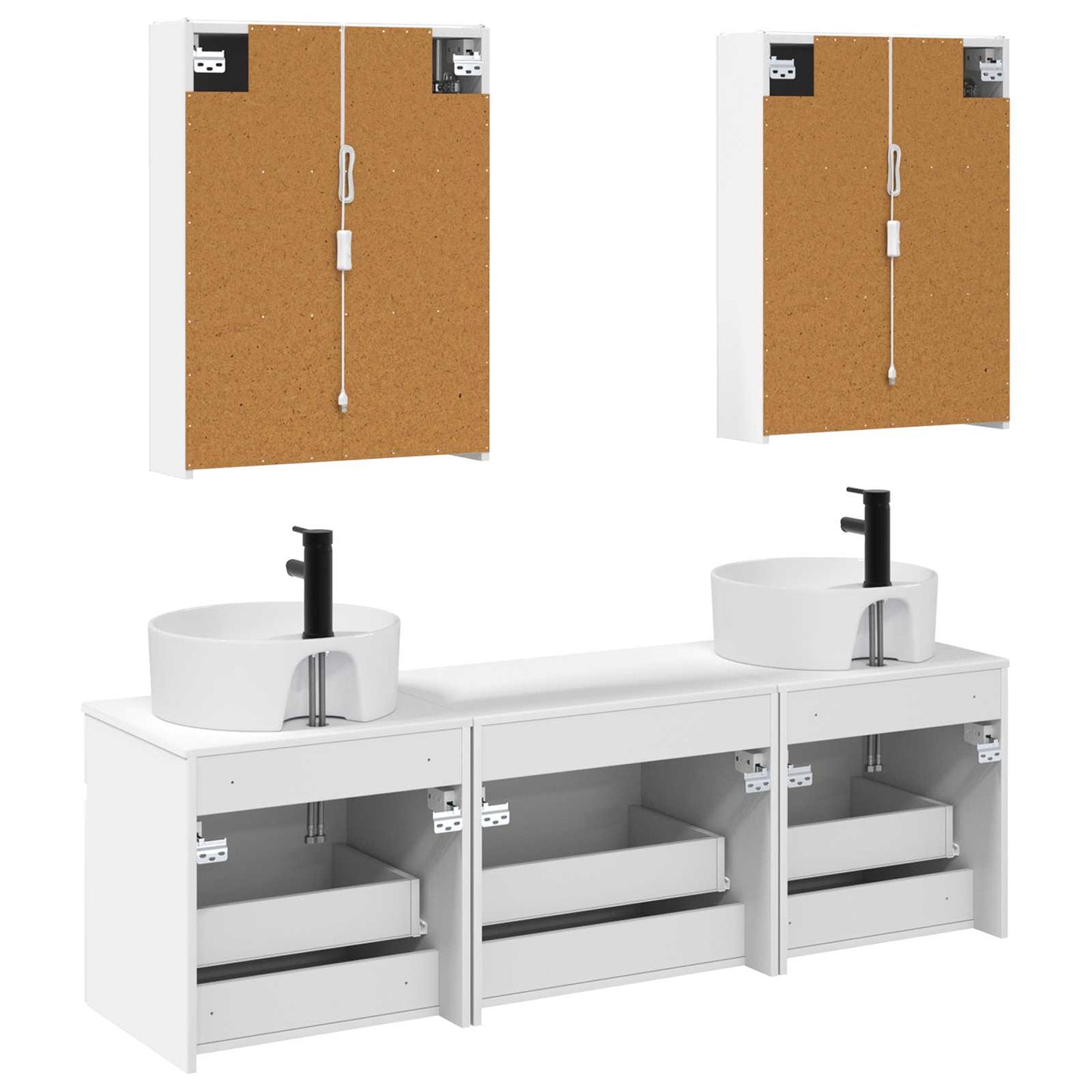 Baderomsskapsett 5 pcs Hvit 53 x 15,5 x 70 cm Konstruert tre