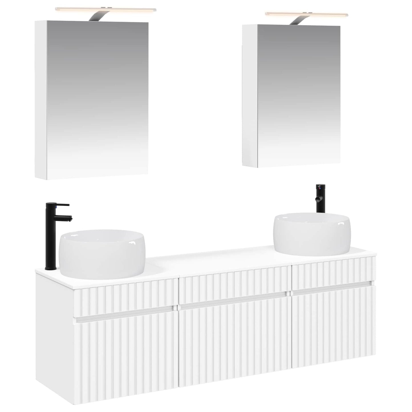 Baderomsskapsett 5 pcs Hvit 50 x 14,5 x 70 cm Konstruert tre
