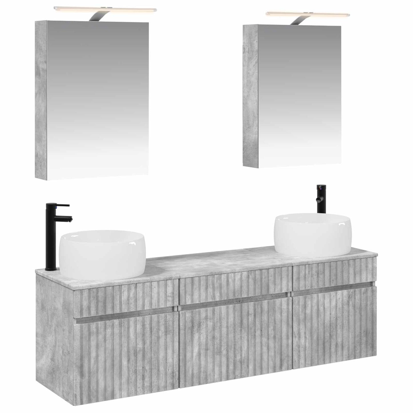 Baderomsskapsett 5 pcs Betonggrå 50 x 14,5 x 70 cm