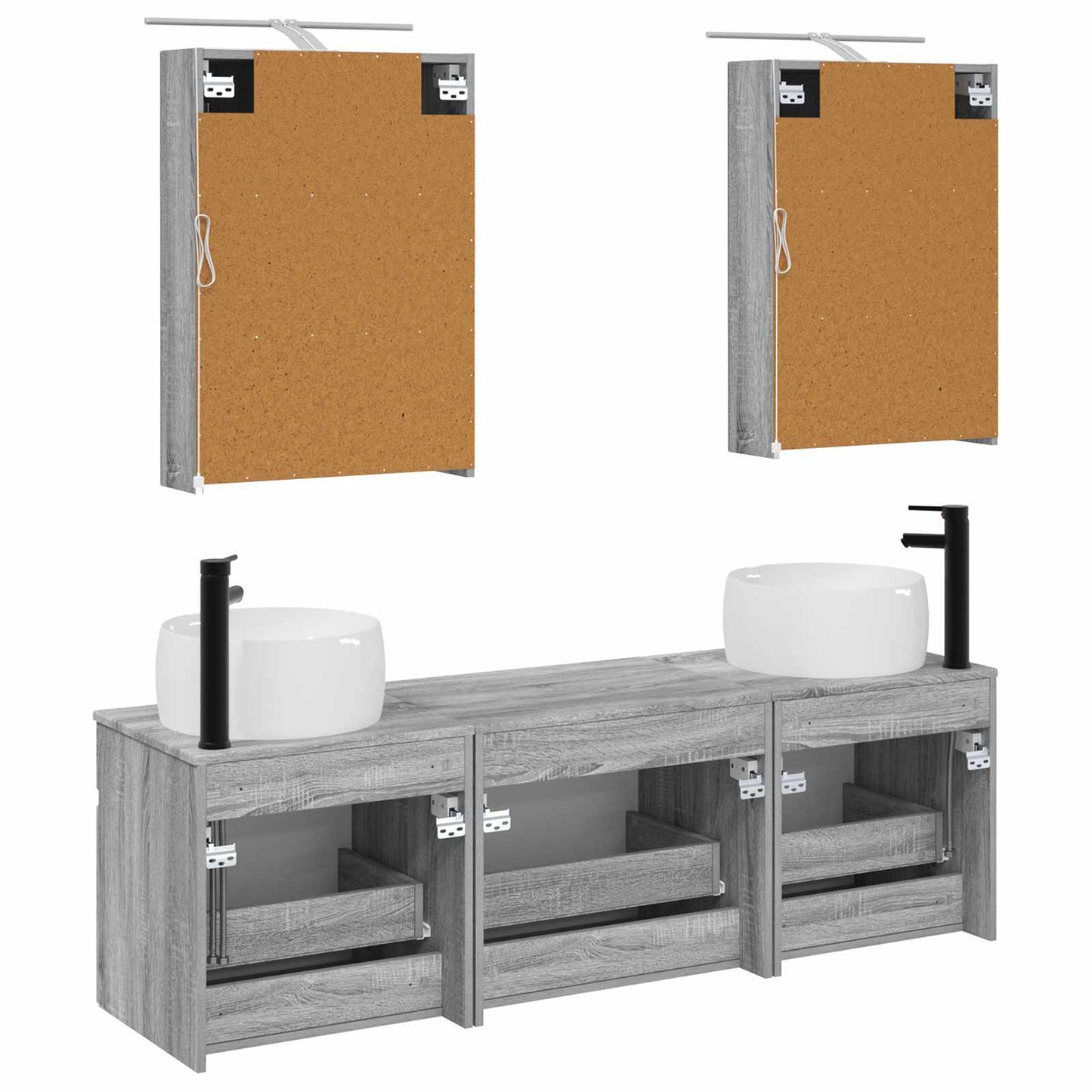 Baderomsskapsett 5 pcs Grå Sonoma 50 x 14,5 x 70 cm