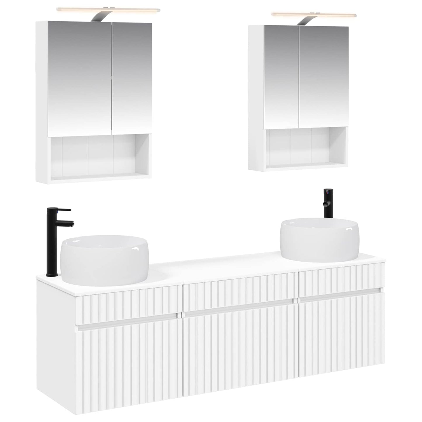 Baderomsskapsett 5 pcs Hvit 50 x 14,5 x 70 cm Konstruert tre
