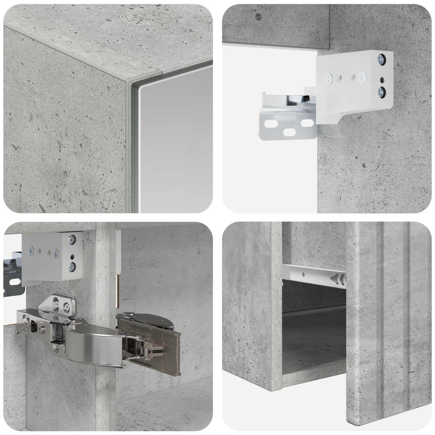 Baderomsskapsett 5 pcs Betonggrå 50 x 14,5 x 70 cm