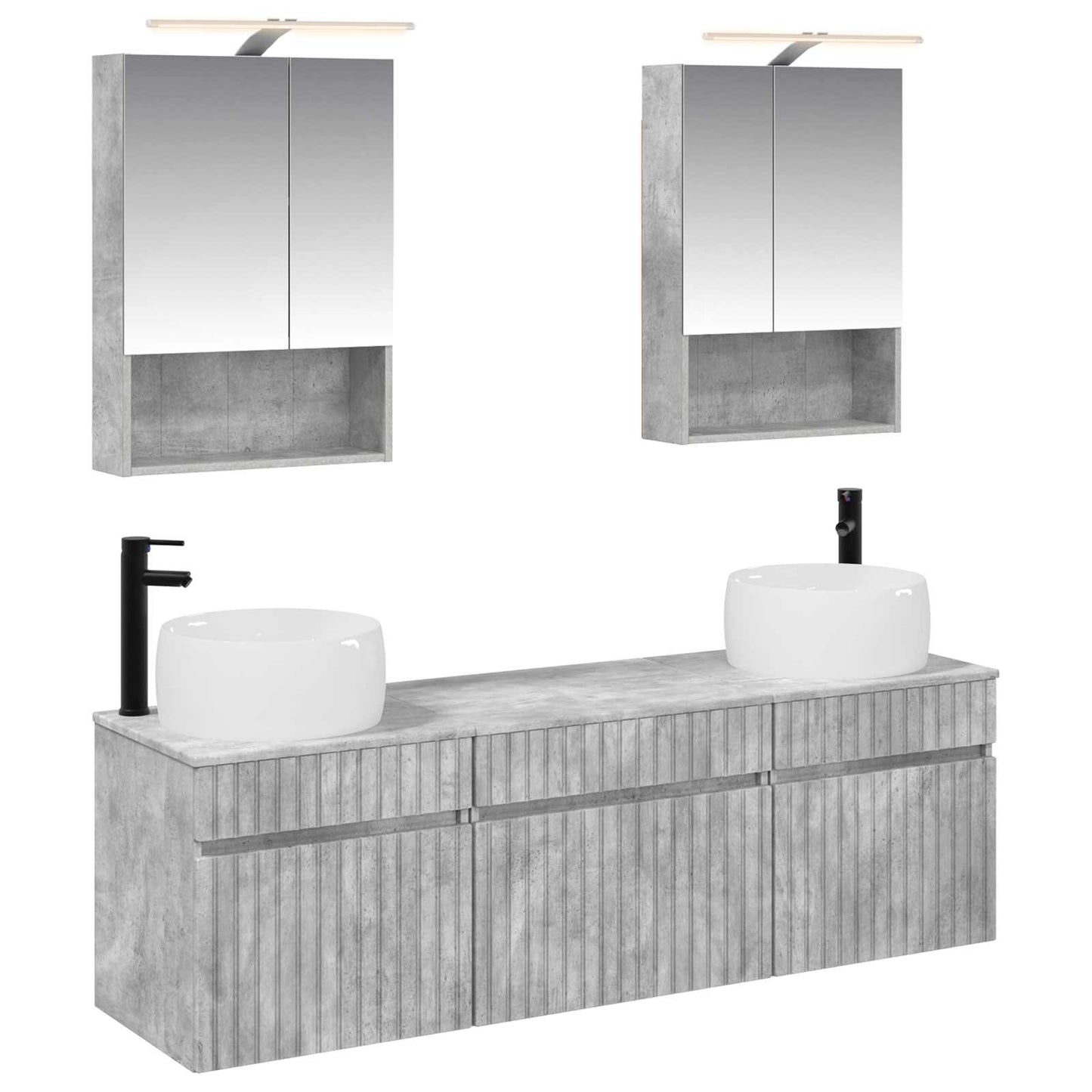 Baderomsskapsett 5 pcs Betonggrå 50 x 14,5 x 70 cm