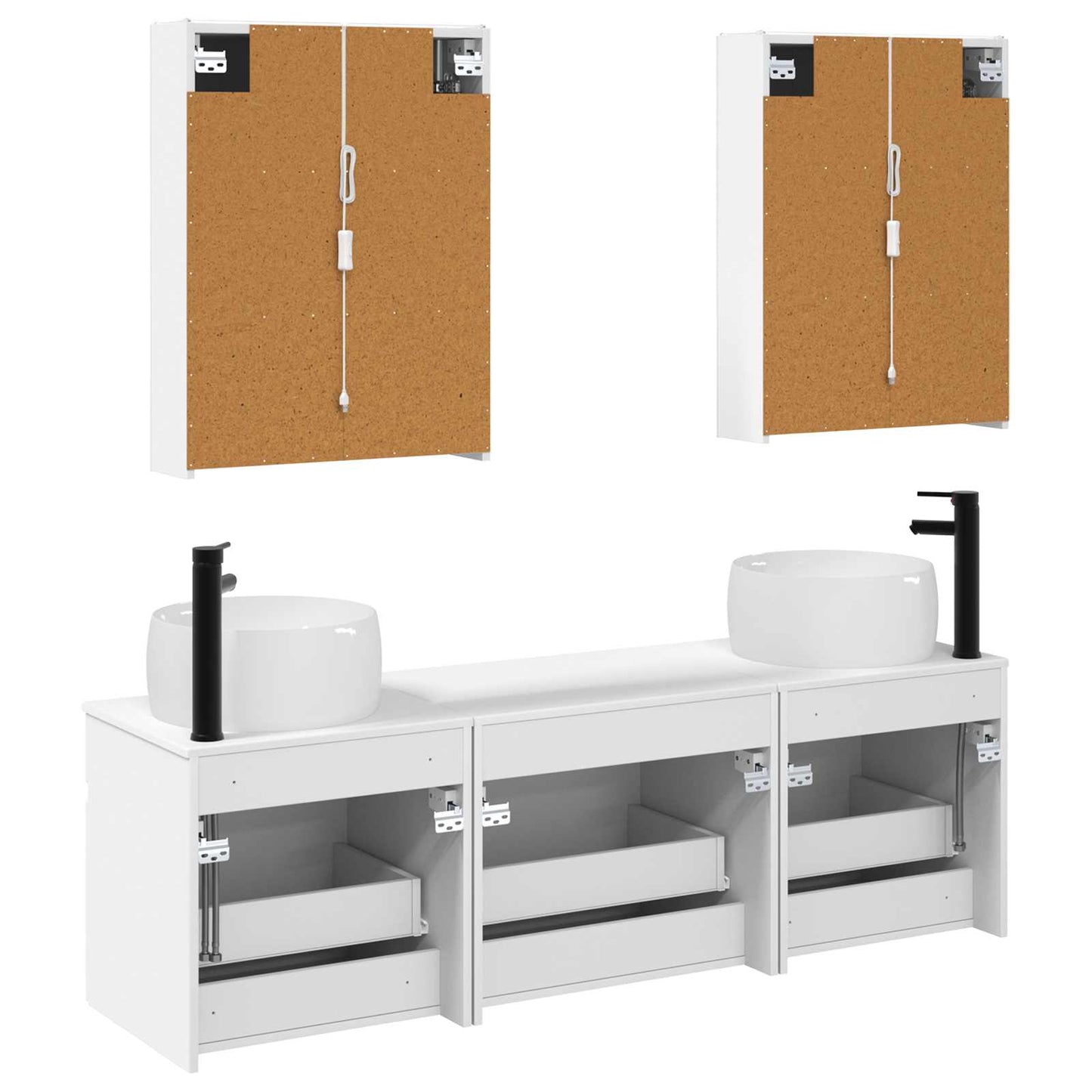 Baderomsskapsett 5 pcs Hvit 53 x 15,5 x 70 cm Konstruert tre