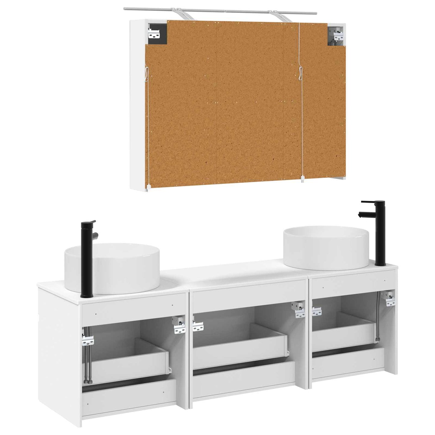 Baderomsskapsett 4 pcs Hvit 100 x 14,5 x 70 cm Konstruert tre