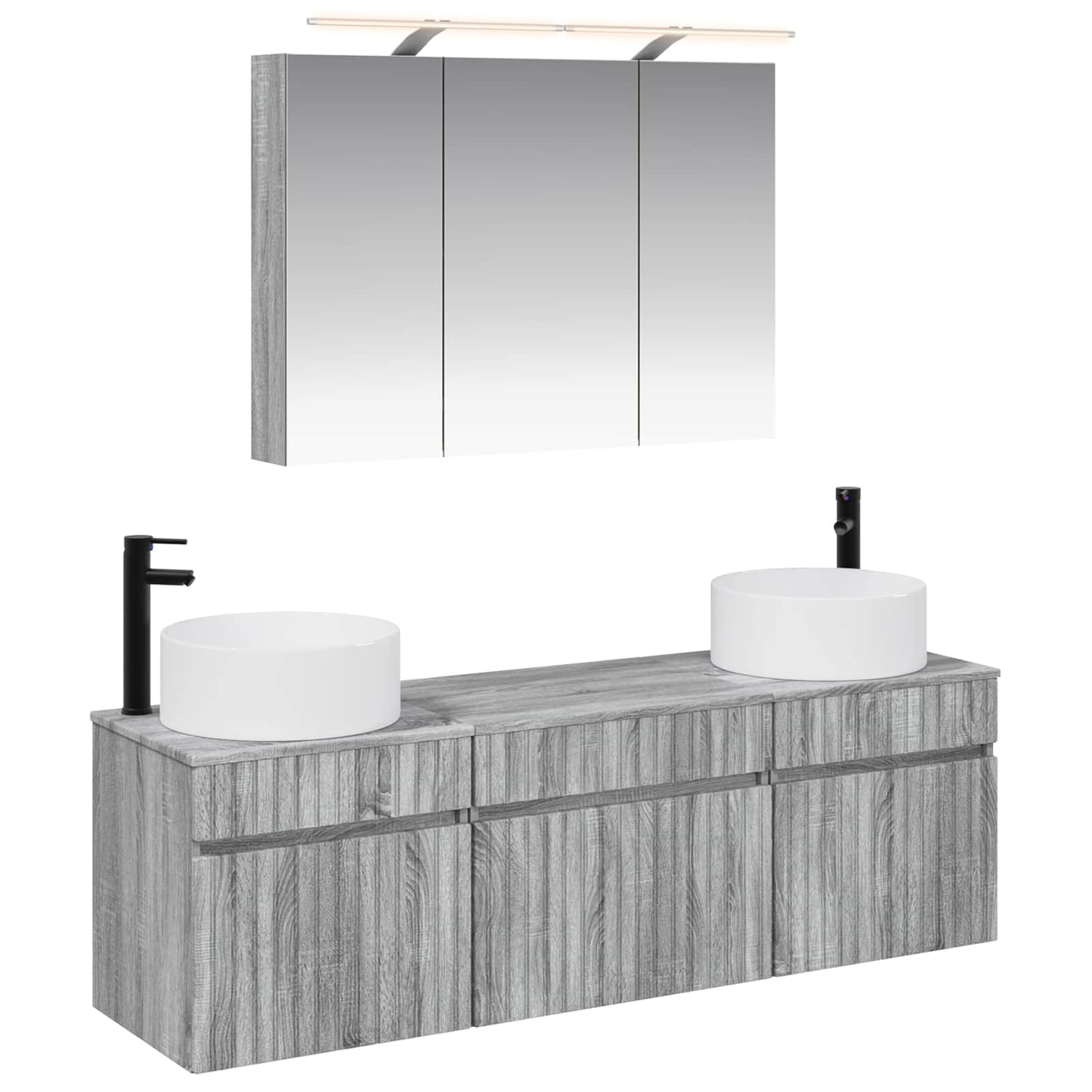 Baderomsskapsett 4 pcs Grå Sonoma 100 x 14,5 x 70 cm