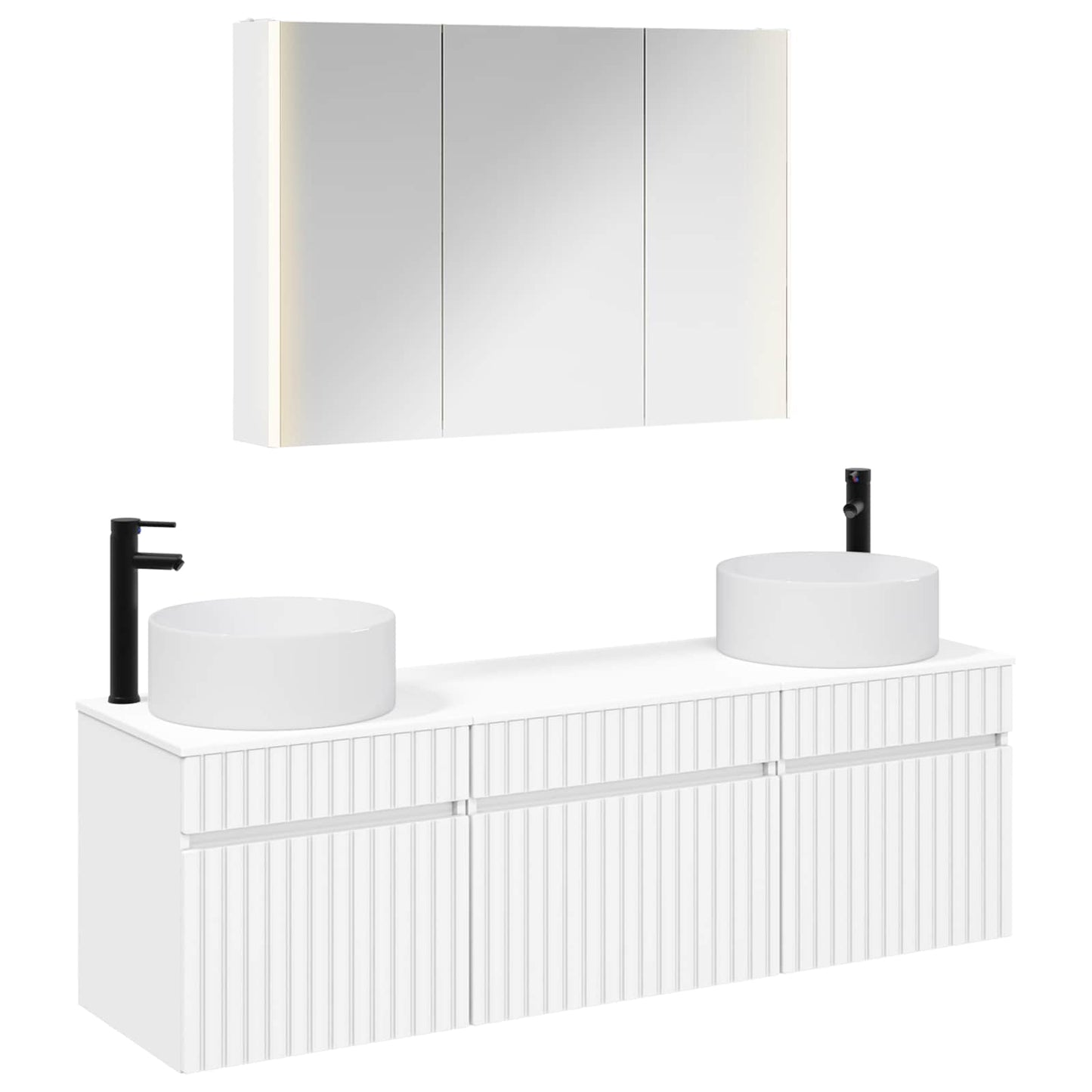 Baderomsskapsett 4 pcs Hvit 103,5 x 15,5 x 70 cm Konstruert tre