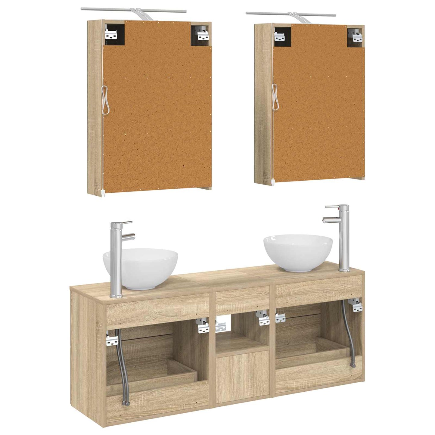 Baderomsskapsett 5 pcs Sonoma eik 50 x 14,5 x 70 cm