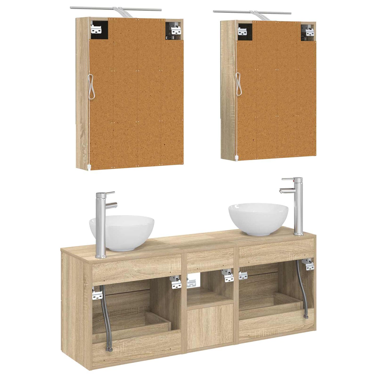 Baderomsskapsett 5 pcs Sonoma eik 50 x 14,5 x 70 cm