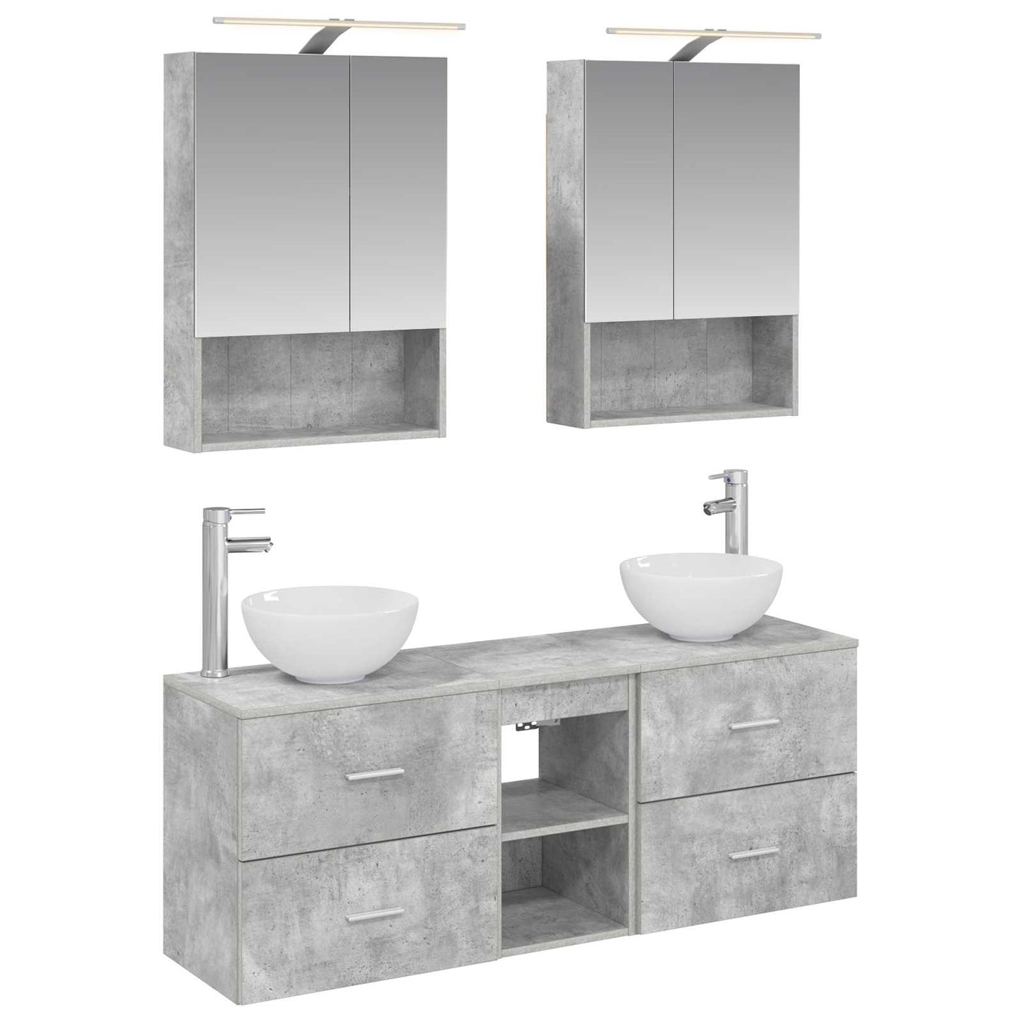Baderomsskapsett 5 pcs Betonggrå 50 x 14,5 x 70 cm