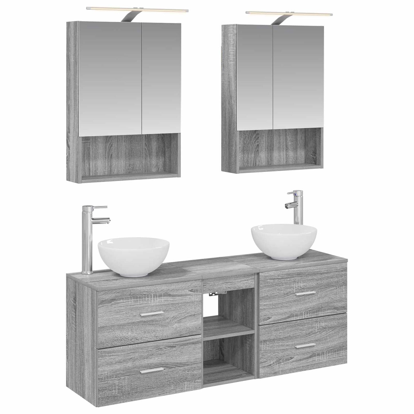 Baderomsskapsett 5 pcs Grå Sonoma 50 x 14,5 x 70 cm