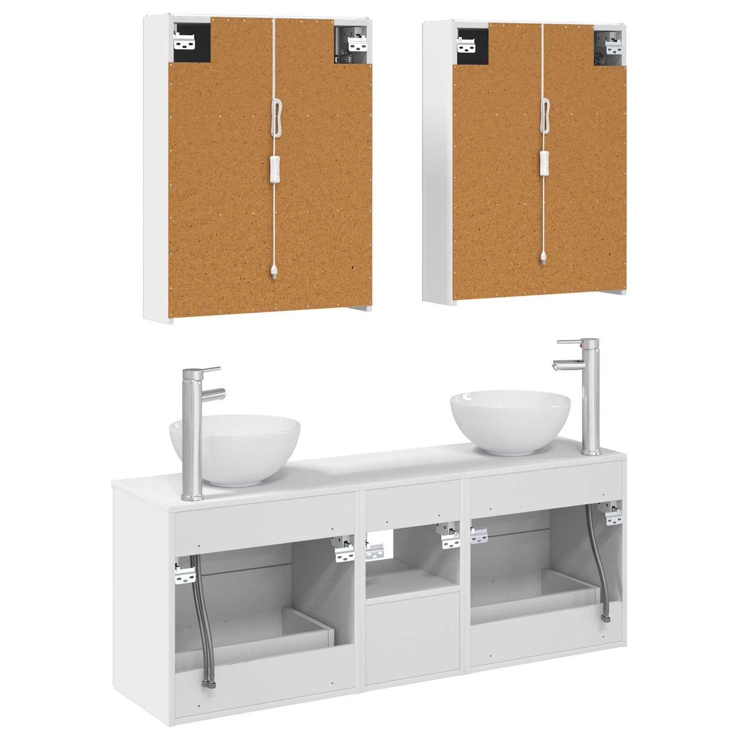 Baderomsskapsett 5 pcs Hvit 53 x 15,5 x 70 cm Konstruert tre