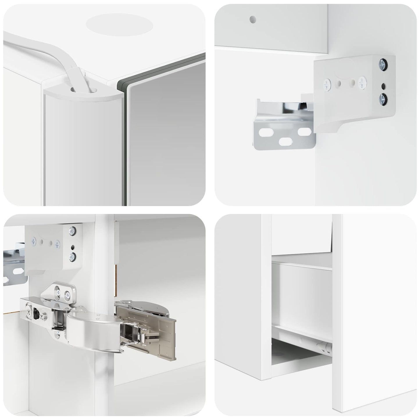 Baderomsinnredningssett 4 pcs Hvit Konstruert tre og glass