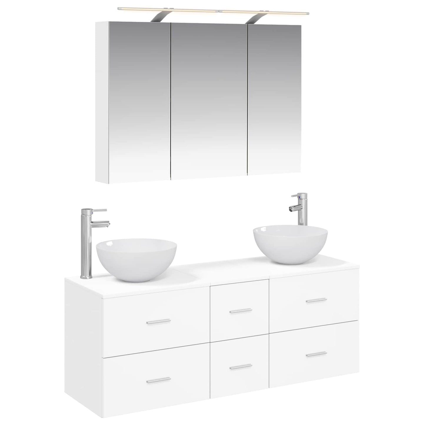 Baderomsinnredningssett 4 pcs Hvit Konstruert tre og glass