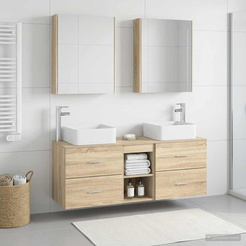Baderomsinnredningssett 5 pcs Sonoma eik