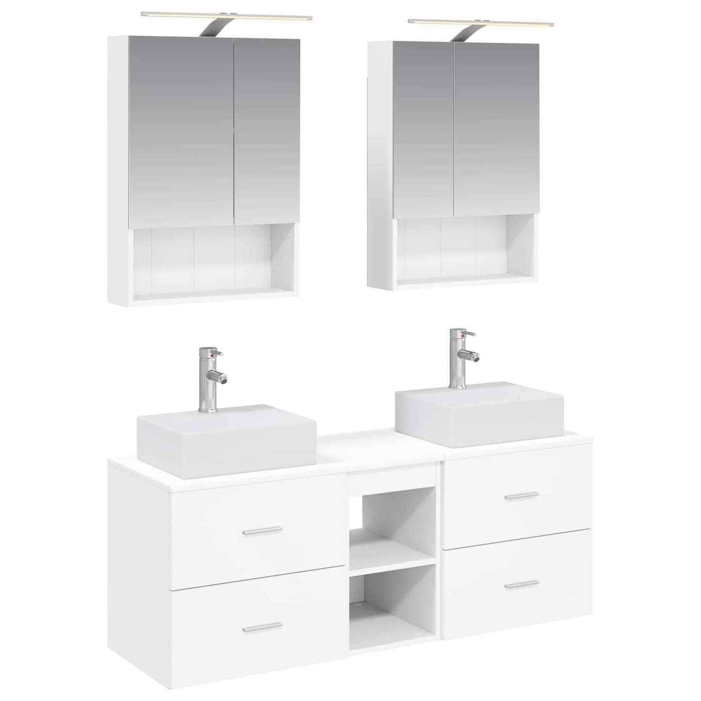 Baderomsinnredningssett 5 pcs Hvit Konstruert tre og glass