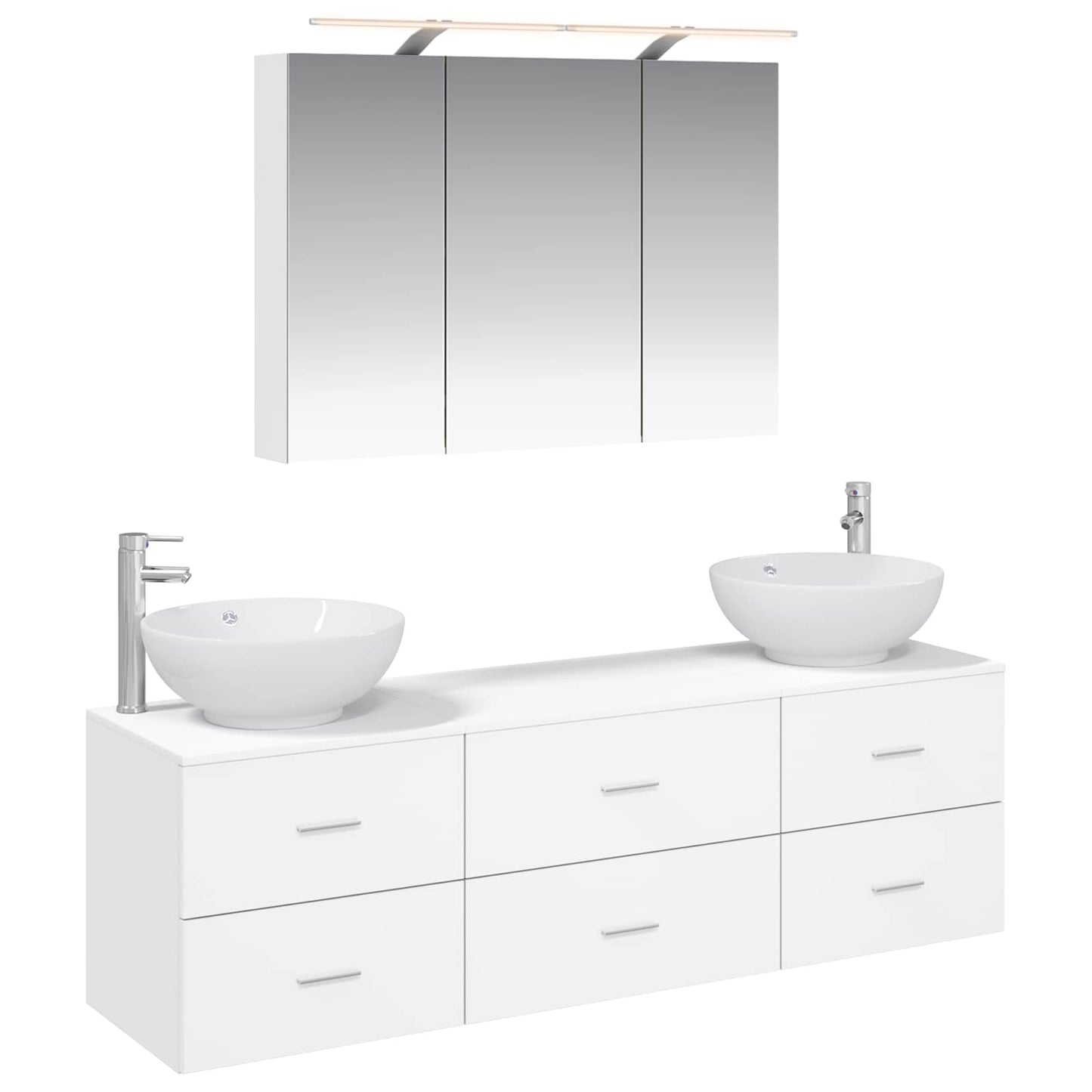 Baderomsinnredningssett 4 pcs Hvit Konstruert tre og glass