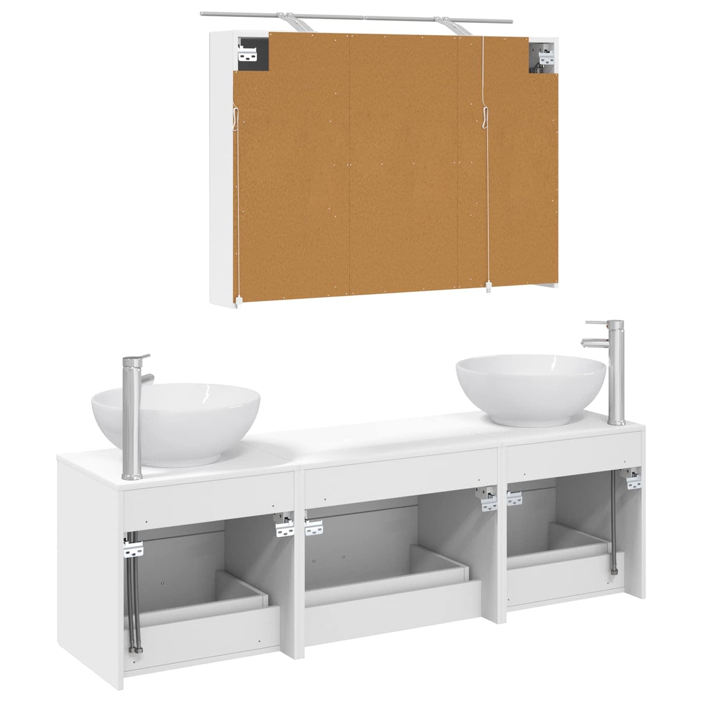 Baderomsinnredningssett 4 pcs Hvit Konstruert tre og glass