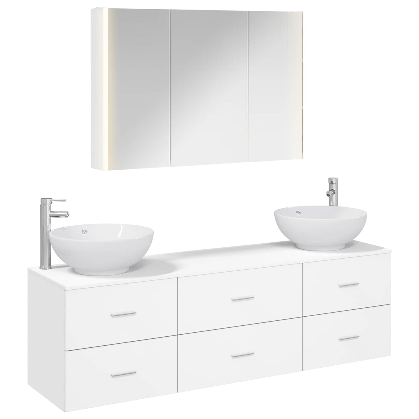 Baderomsinnredningssett 4 pcs Hvit Konstruert tre og glass