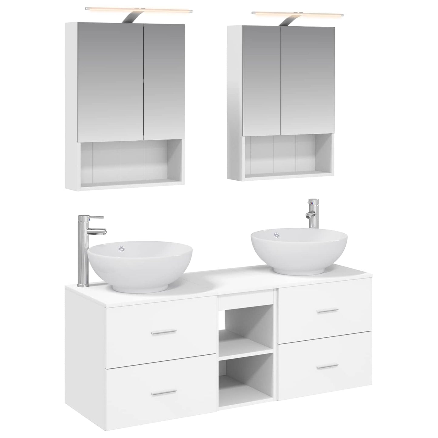 Baderomsinnredningssett 5 pcs Hvit Konstruert tre og glass