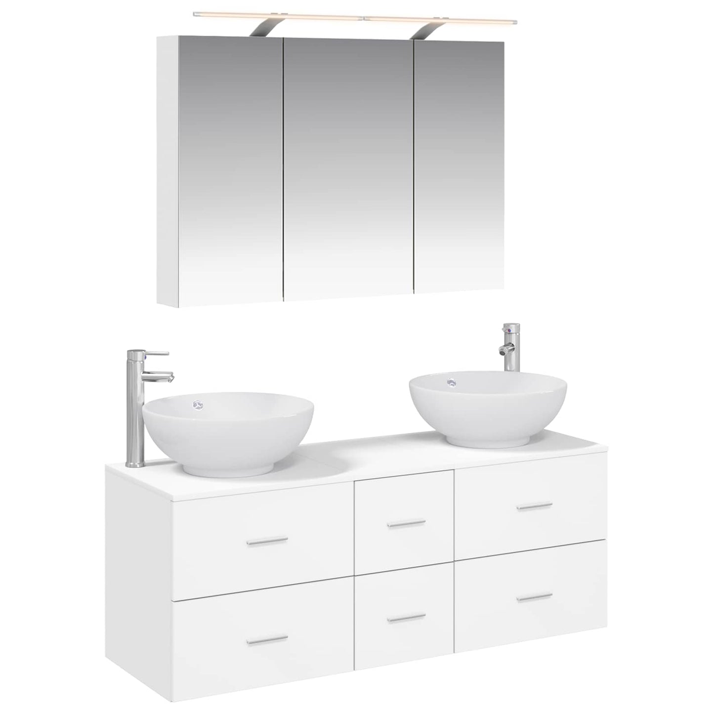 Baderomsinnredningssett 4 pcs Hvit Konstruert tre og glass