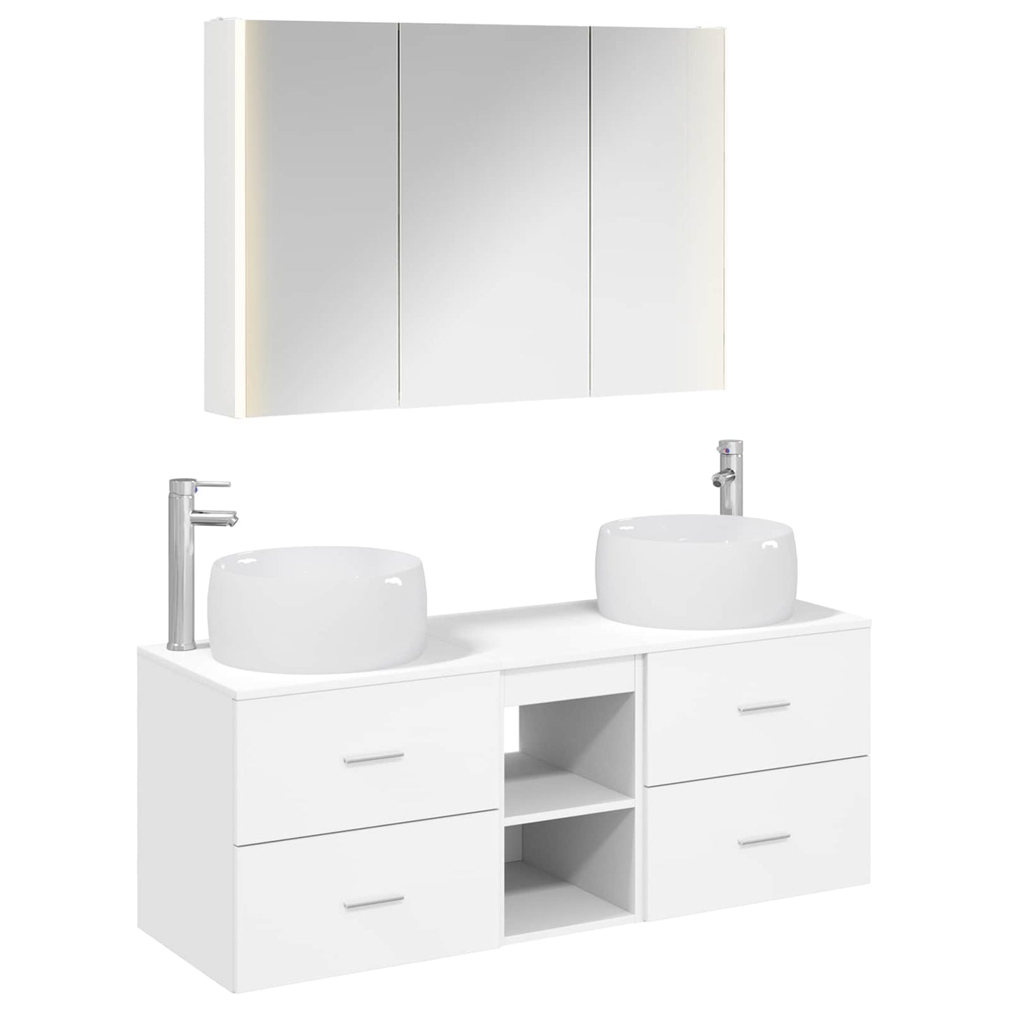 Baderomsinnredningssett 4 pcs Hvit Konstruert tre og glass